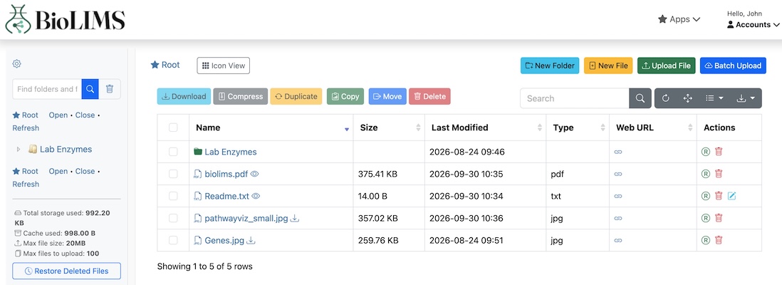 BxFiles Cloud Storage Home